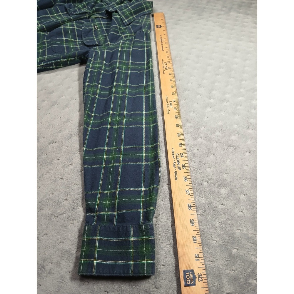 Obey Worldwide Mens Navy Green Plaid Flannel Button Down Shirt Size M Cotton - Picture 7 of 8